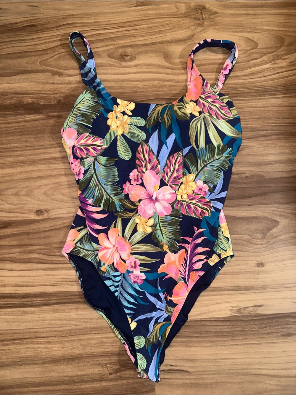 Lands' End Girls' Navy Tropical Floral One-Piece Swimsuit